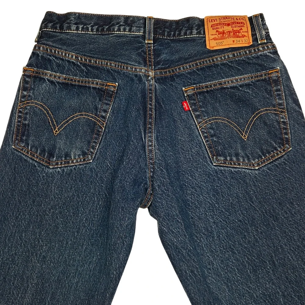 Vtg‎ Y2K Levi's 505 Sraight Leg Regular Jeans Mens 34x32 Fits 32×32 Distressed
